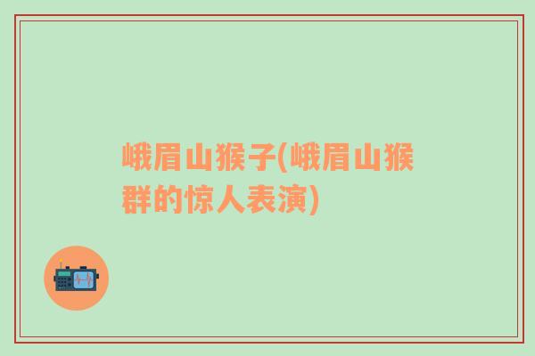 峨眉山猴子(峨眉山猴群的驚人表演)