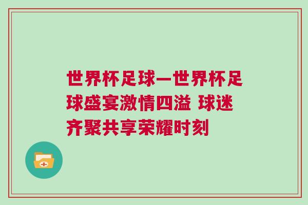 世界杯足球—世界杯足球盛宴激情四溢 球迷齊聚共享榮耀時刻