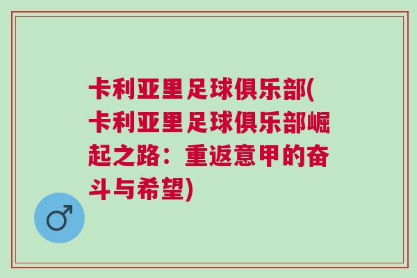 卡利亞里足球俱樂部(卡利亞里足球俱樂部崛起之路：重返意甲的奮斗與希望)