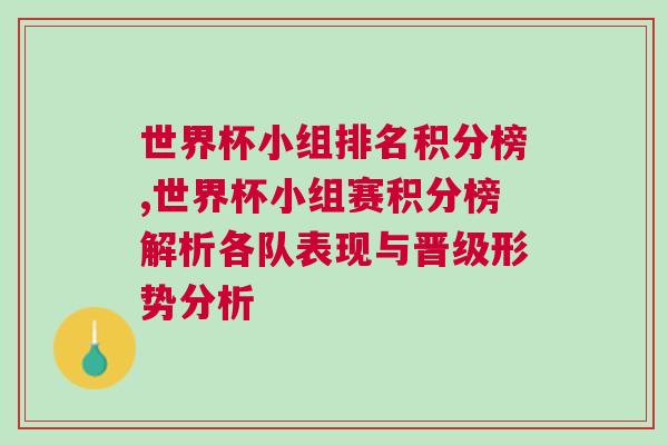 世界杯小組排名積分榜,世界杯小組賽積分榜解析各隊(duì)表現(xiàn)與晉級形勢分析