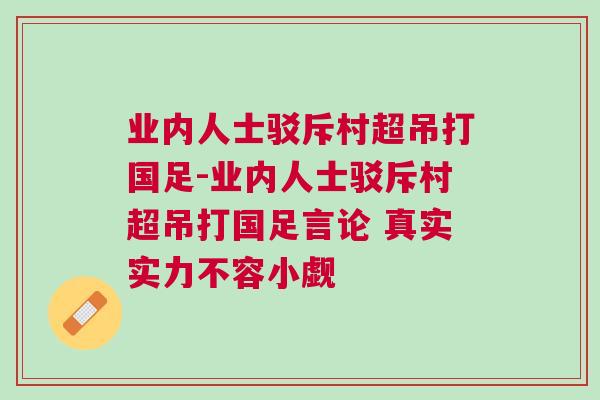 業(yè)內(nèi)人士駁斥村超吊打國足-業(yè)內(nèi)人士駁斥村超吊打國足言論 真實(shí)實(shí)力不容小覷