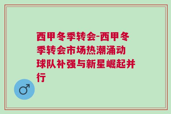 西甲冬季轉(zhuǎn)會-西甲冬季轉(zhuǎn)會市場熱潮涌動 球隊補(bǔ)強(qiáng)與新星崛起并行