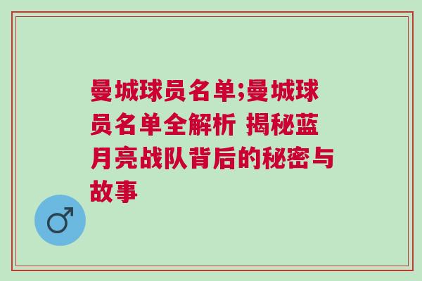 曼城球員名單;曼城球員名單全解析 揭秘藍(lán)月亮戰(zhàn)隊(duì)背后的秘密與故事