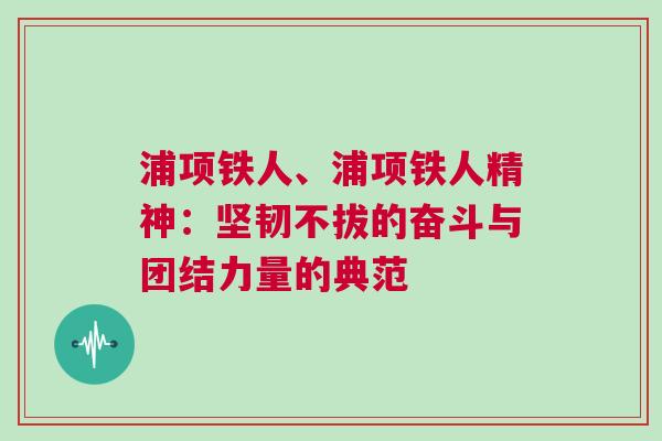 浦項鐵人、浦項鐵人精神：堅韌不拔的奮斗與團結(jié)力量的典范