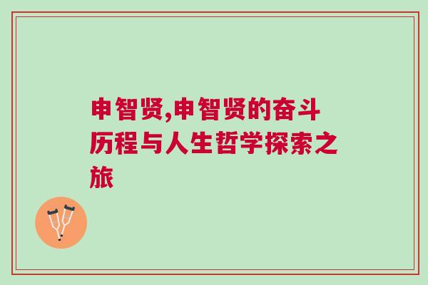申智賢,申智賢的奮斗歷程與人生哲學探索之旅