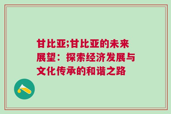 甘比亞;甘比亞的未來展望：探索經(jīng)濟(jì)發(fā)展與文化傳承的和諧之路