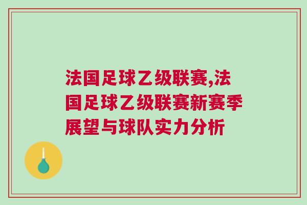 法國足球乙級聯(lián)賽,法國足球乙級聯(lián)賽新賽季展望與球隊實力分析