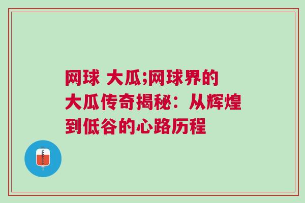 網(wǎng)球 大瓜;網(wǎng)球界的大瓜傳奇揭秘：從輝煌到低谷的心路歷程