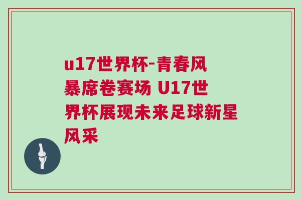 u17世界杯-青春風暴席卷賽場 U17世界杯展現(xiàn)未來足球新星風采
