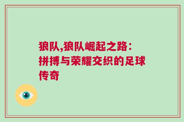 狼隊(duì),狼隊(duì)崛起之路：拼搏與榮耀交織的足球傳奇